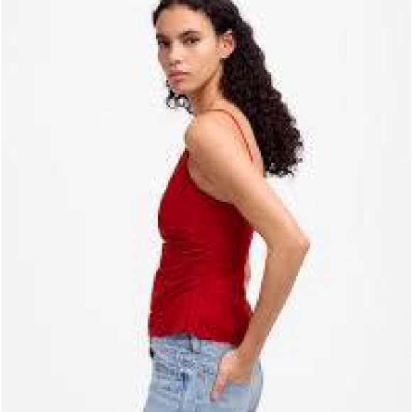 Madewell Ruched Squareneck Tank in Linen - Picture 3 of 6